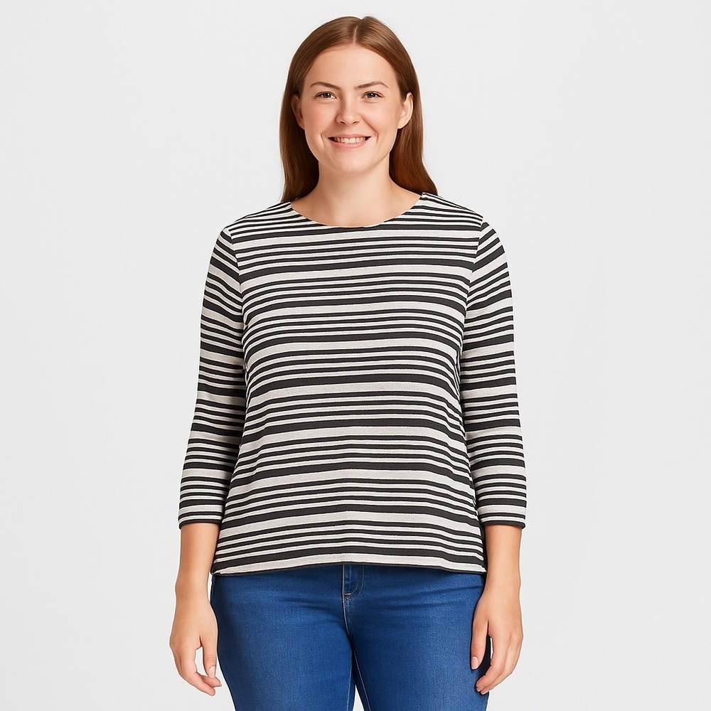 Cremieux black & Ivory Striped Knit Top Size S